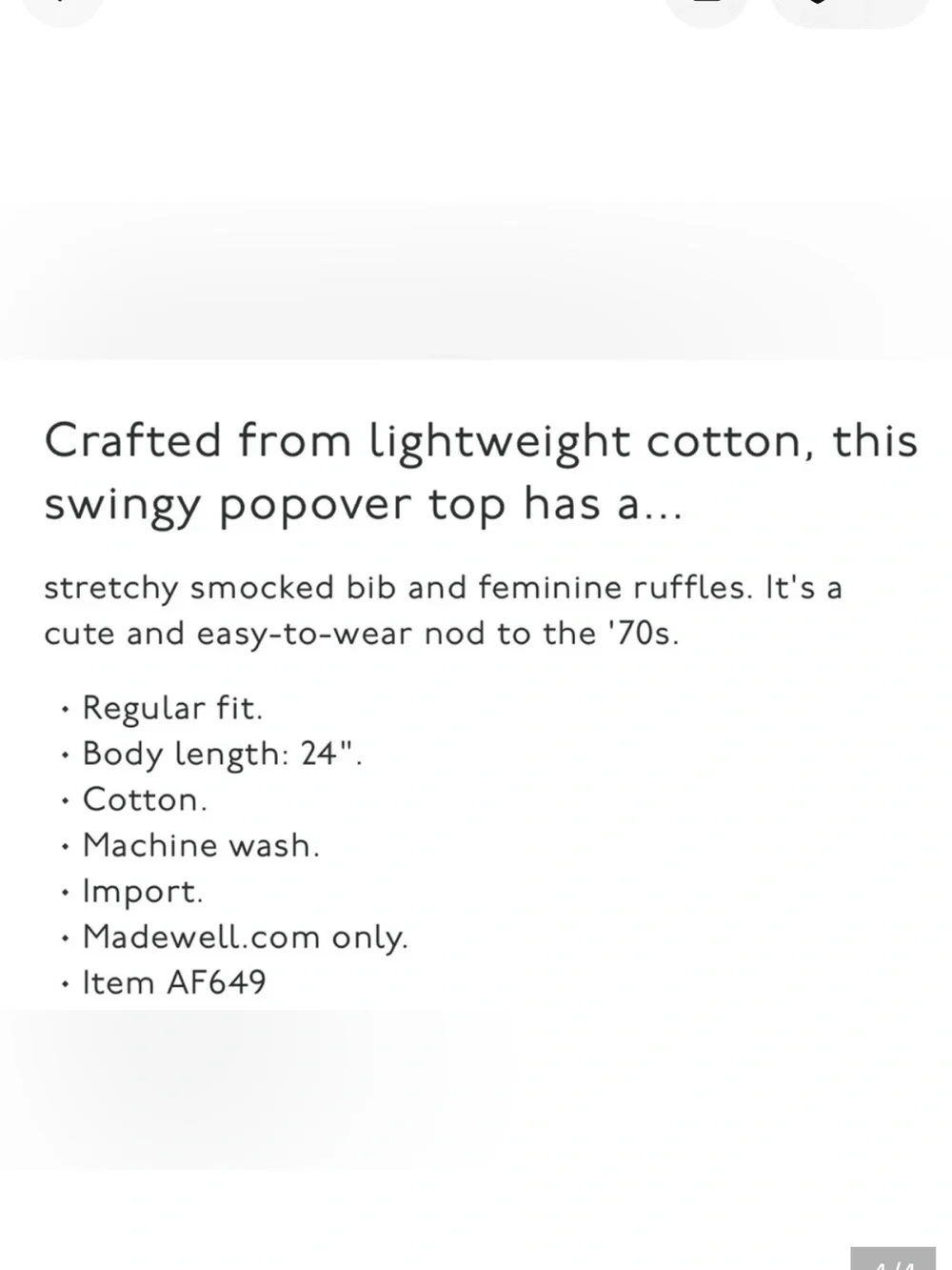 Madewell Black Smocked Top